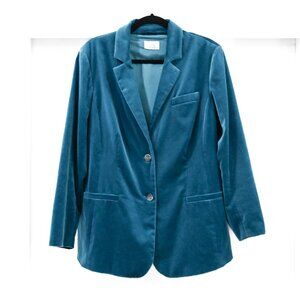 Voyage By Marina Rinaldi Size 14 Teal Velvet Blazer